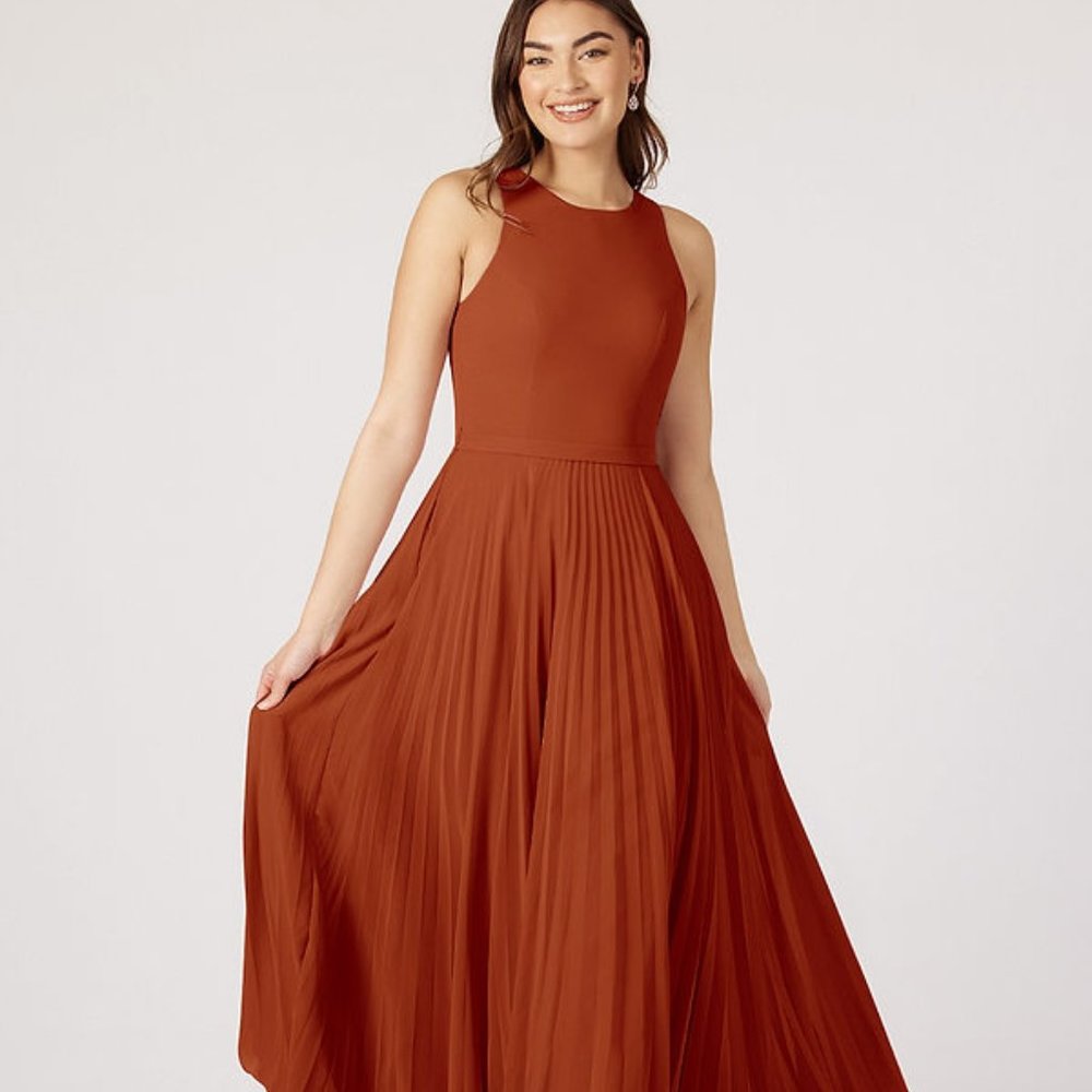 Azazie Lindie Bridesmaid Dress - Size 8 Paprika